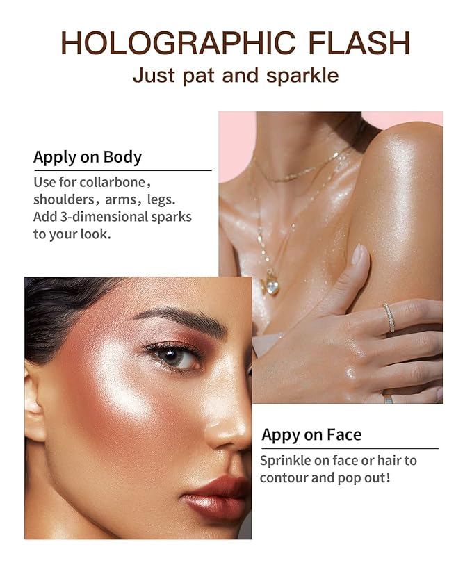 Fairy Highlight Puff Stick Highlight Patting Powder - Multi-Functional Shimmer Powder for Illuminating and Brightening Your Face and Body (#01 Gray)-Velvo Beauty