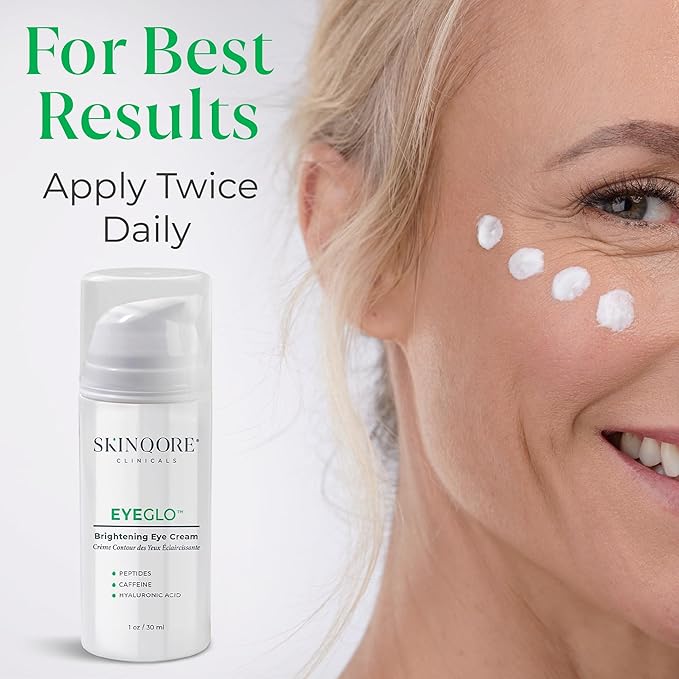 EyeGLO Caffeine Eye Cream for Dark Circles, Eye Bags, and Puffiness | Under Eye Treatment for Women with Peptides, Antioxidants, Hyaluronic Acid | Natural Brightening Eye Cream - 1 Oz-Velvo Beauty