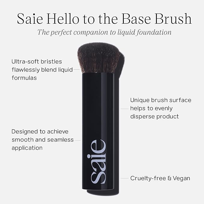 Saie The Base Foundation Brush for Liquid Makeup - Ultra-Soft Makeup Brush with Cruelty-Free, Synthetic Bristles - Designed for Foundation, Skin Tints & Cream Bronzers (1 Count)-Velvo Beauty