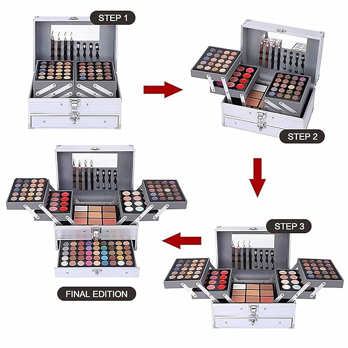 132 Color All- In- One Makeup For Women Full Kit,Professional Makeup Kit,Makeup Gift Set for Women,Girls&Teens,Include eyeshadow/lipstick/concealer/Lip Gloss/Eyeliner/Mascara（006N2-Silver）-Velvo Beauty