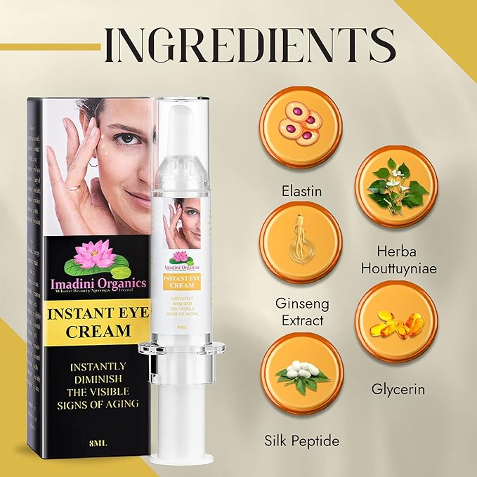 Imadini Natural Eye Wrinkle Cream, Remove Eye Bag Dark Circles, Reduce Puffiness & Eye Wrinkle, Ideal Eye Bag Cream For Both Men & Women– 8ml-Velvo Beauty