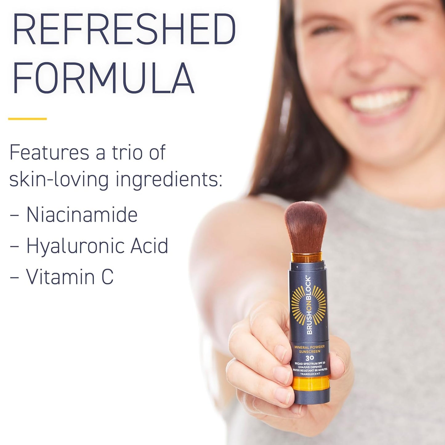 Brush On Block SPF 30 Mineral Powder Sunscreen New Formula, With Niacinamide, Hyaluronic Acid, & Vitamin C, Broad Spectrum, Water Resistant, Translucent, For All Skin Types, Reef Friendly, Mfg in USA-Velvo Beauty