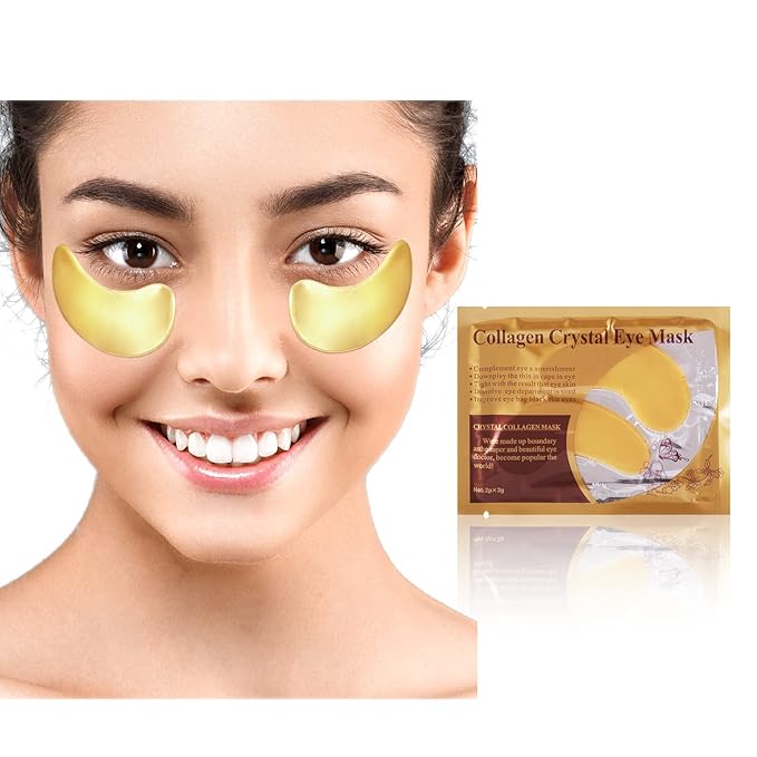 MEICOLY 30 Pads Lip and Eye Mask Sheet Moisturizing Gold Under Eye Mask Gel Crystal Collagen Anti-Aging Eye Patches Dark Circle Remover with Box,B-Velvo Beauty