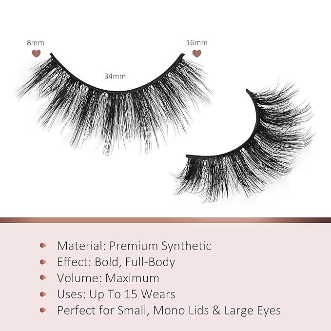 Fake Lashes False Eye Lashes Mink False Eyelashes Natural Cat Eye Lashes Fluffy Fake Eyelashes 16MM Lashes A25-Velvo Beauty