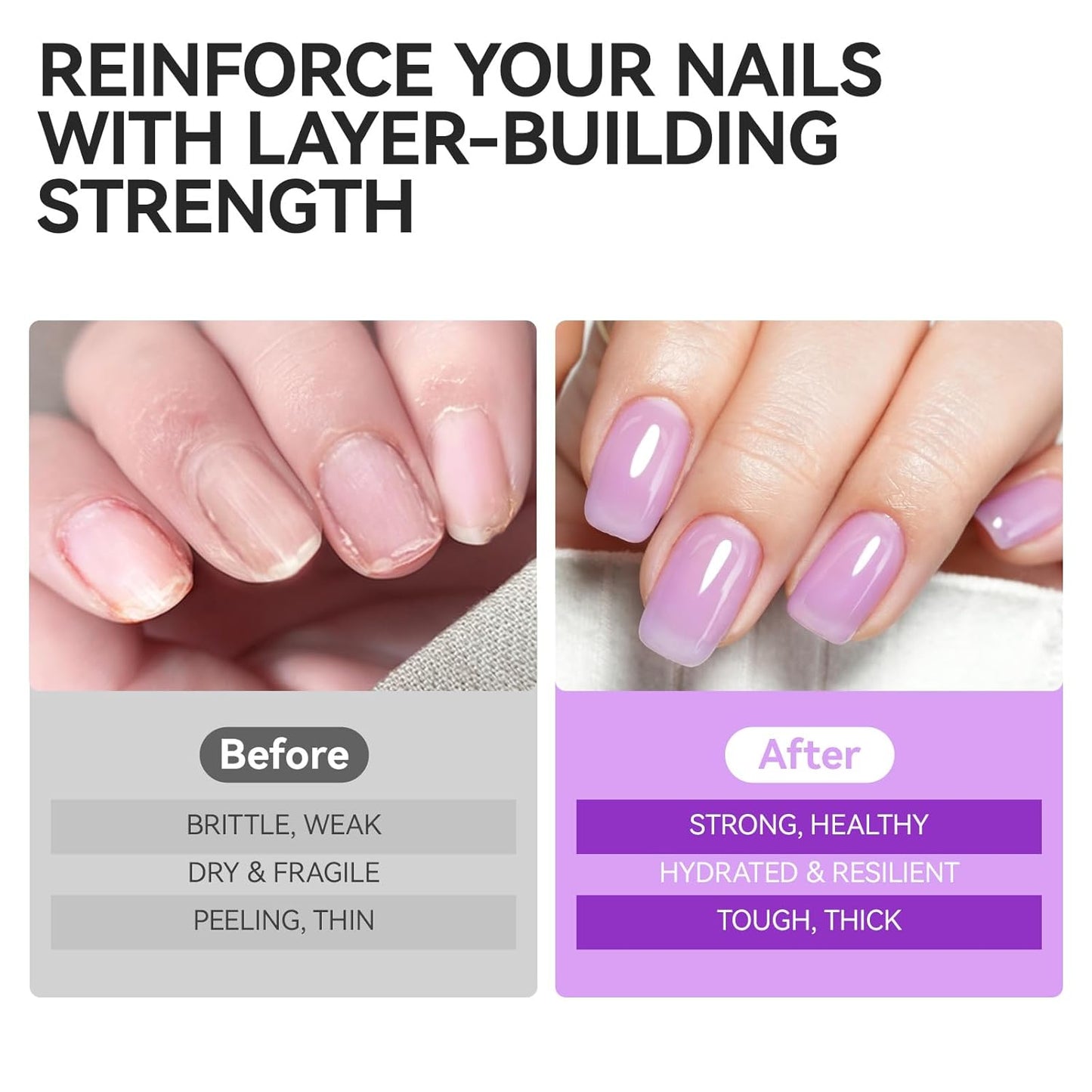 Nail Polish Strengthener and Growth: Lavender Haze Gelike EC 6 in 1 Natural Hardener - Long Lasting Nail Polish Hardener Extra Strong and Growth for Daily Work Home Salon-Velvo Beauty