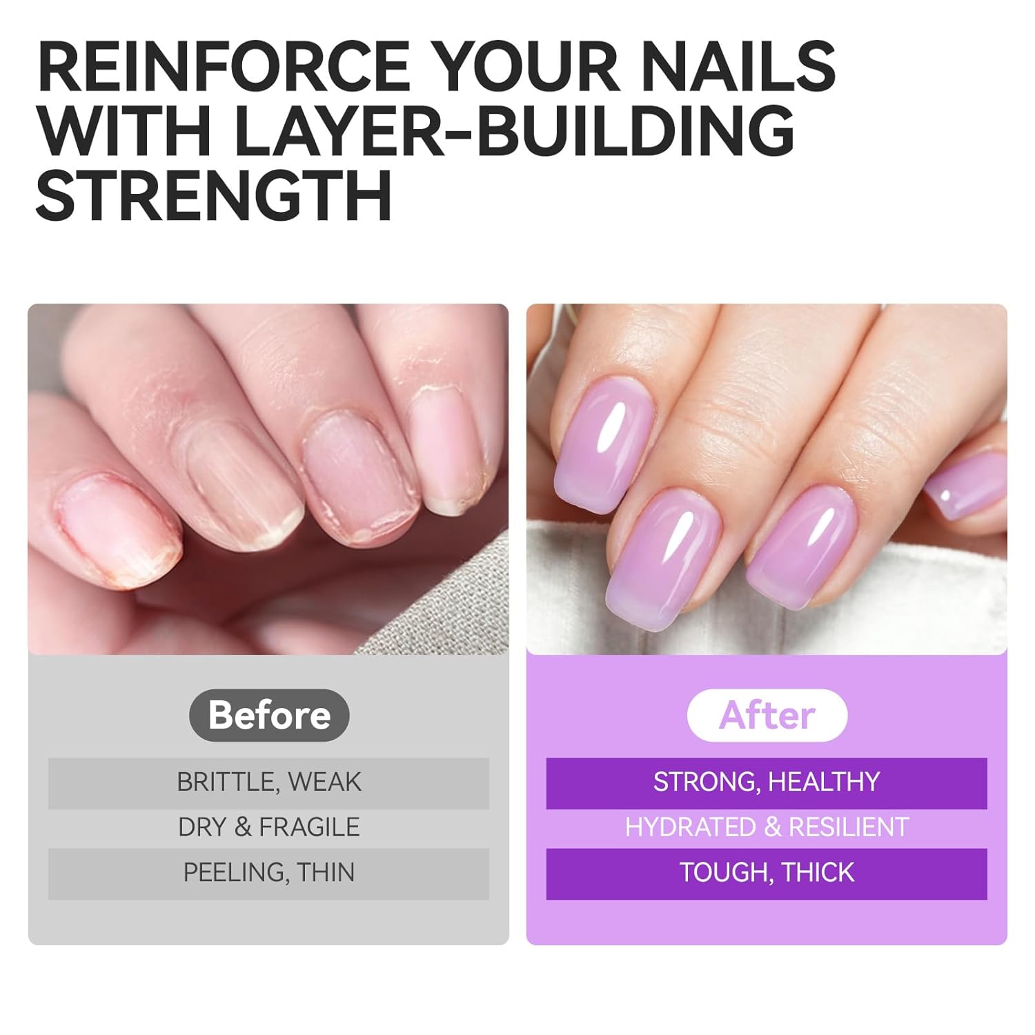 Nail Polish Strengthener and Growth: Lavender Haze Gelike EC 6 in 1 Natural Hardener - Long Lasting Nail Polish Hardener Extra Strong and Growth for Daily Work Home Salon-Velvo Beauty