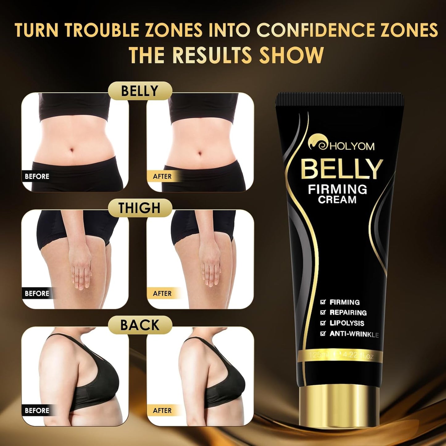 B Flat Belly Firming Cream - Premium Skin Tightening Cream for Stomach，Thighs & Butt， Skin Smoothing Moisturizer for Women and men, 4.22 fl oz-Velvo Beauty