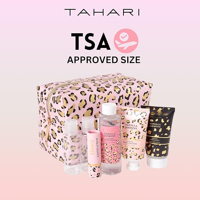 Tahari Spa Gift Set for Women, Vanilla Jasmine Spa Set, Bath Kit for Women Gift Set Includes Body Lotion, Body Wash, Hand Cream, Lotion Gift Set for Women, Birthday Gifts For Women - (Leopard)-Velvo Beauty