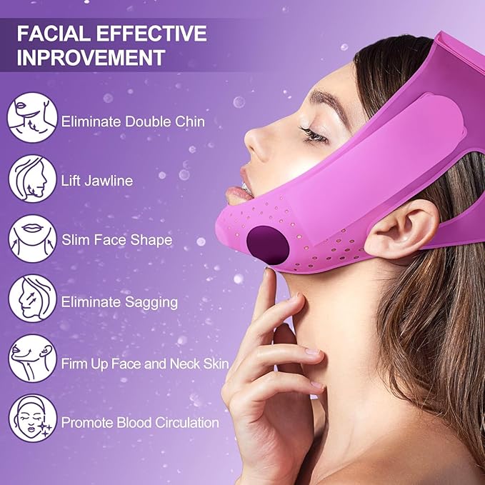 V-Line Mask Chin Up Mask V Shaped Face Mask Chin strap, Soft Silicone Chin Strap V Line Lifting Mask for Women,Jaw Exerciser-Velvo Beauty