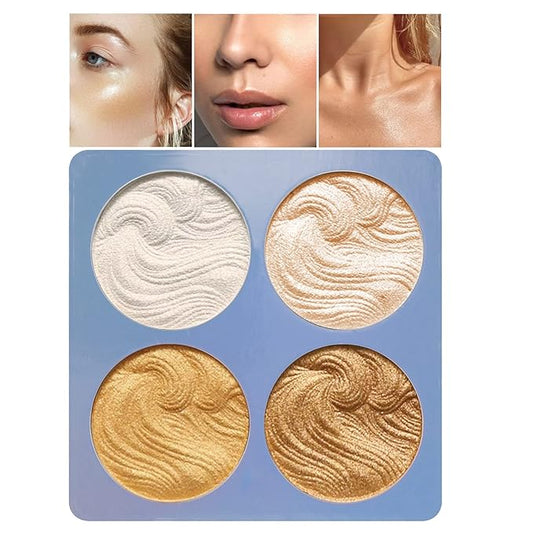 Boobeen Highlighter Makeup Highlighter Palette Powder Shimmer Highlighter Makeup Facial Illuminator Bronzer Palette Waterproof Long Lasting-Velvo Beauty