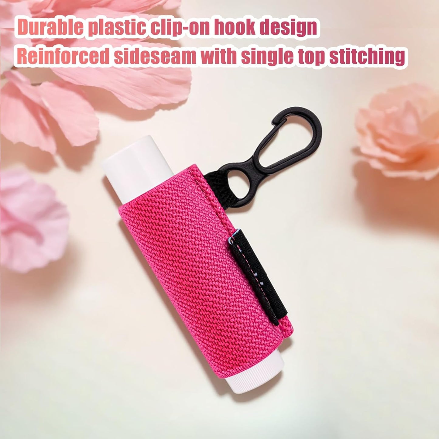 Lip Balm Keychain - Shinny Chapstick & Lipstick Holder - Tight Elastic Holder for Fat & Slim Lip Balms-Velvo Beauty