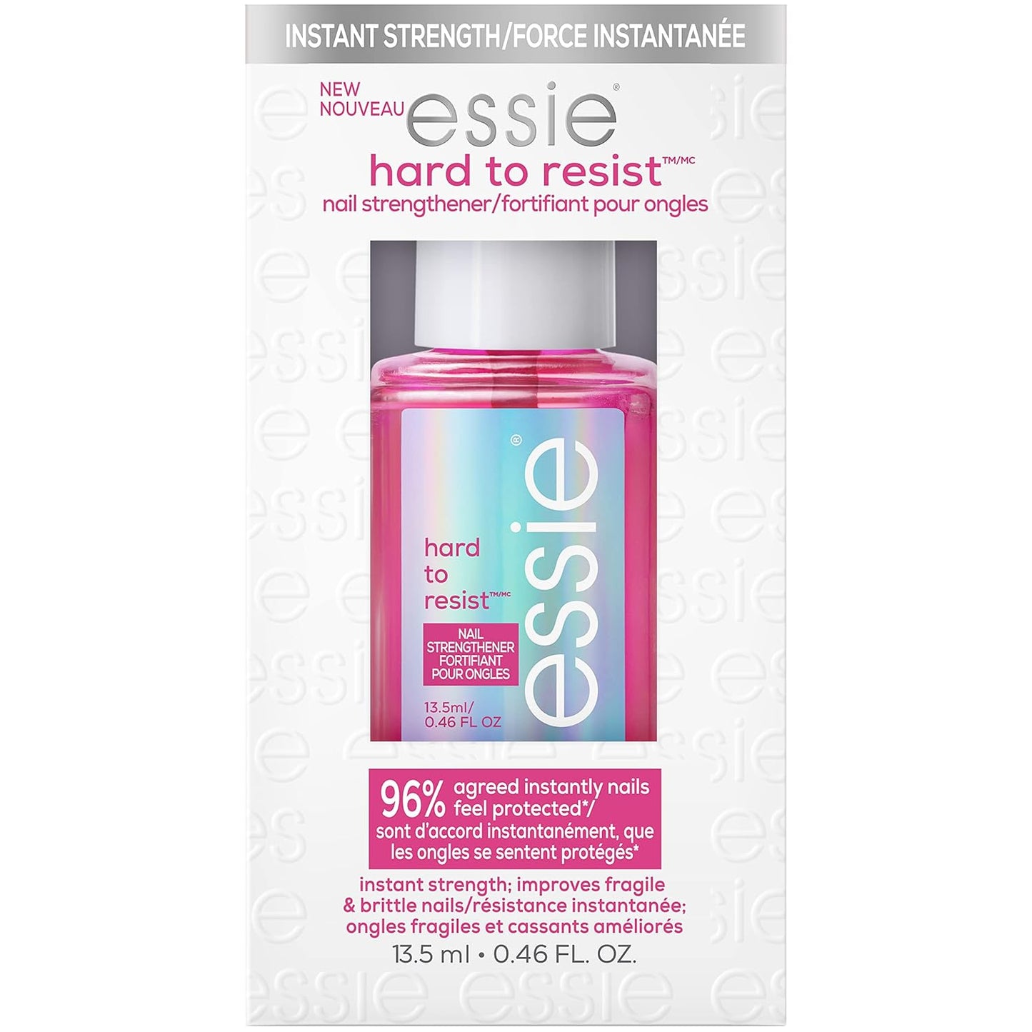 essie Nail Care, 8-Free Vegan, Hard To Resist Nail Strengthener, Glow and Shine, pink tint, 0.46 fl oz-Velvo Beauty