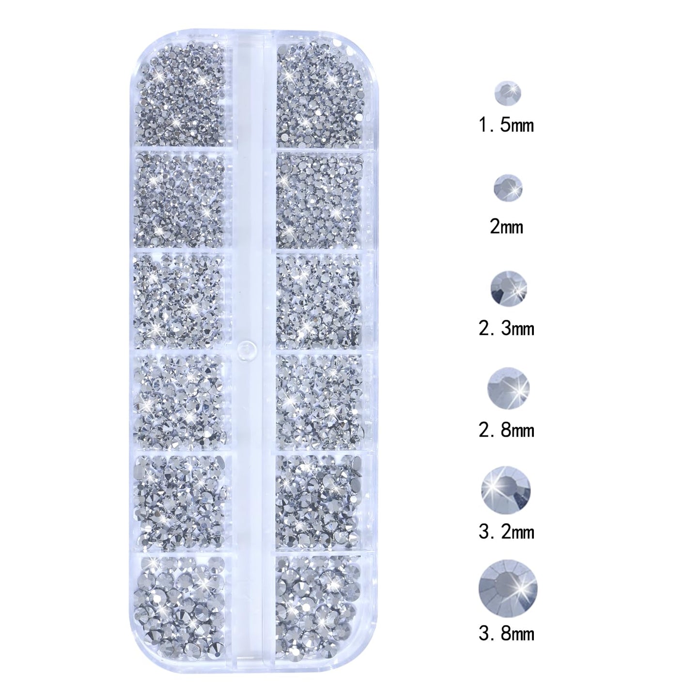 HNUIX Nail Rhinestones - 3D Multi Shape Size, Silver Nail Gems and Charms, Flat Back Crystal, with Kit, for Nail Art, DIY Decorations-Velvo Beauty