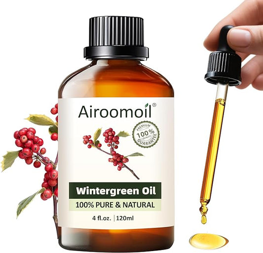 Pure Wintergreen Essential Oil, 100% Pure Natural Wintergreen Essential Oil, Premium Grade Essential Oils for Diffusers for Home, Skin, Care Massage, Soap Make, Aromatherapy, 4 Fl Oz | 120ml-Velvo Beauty