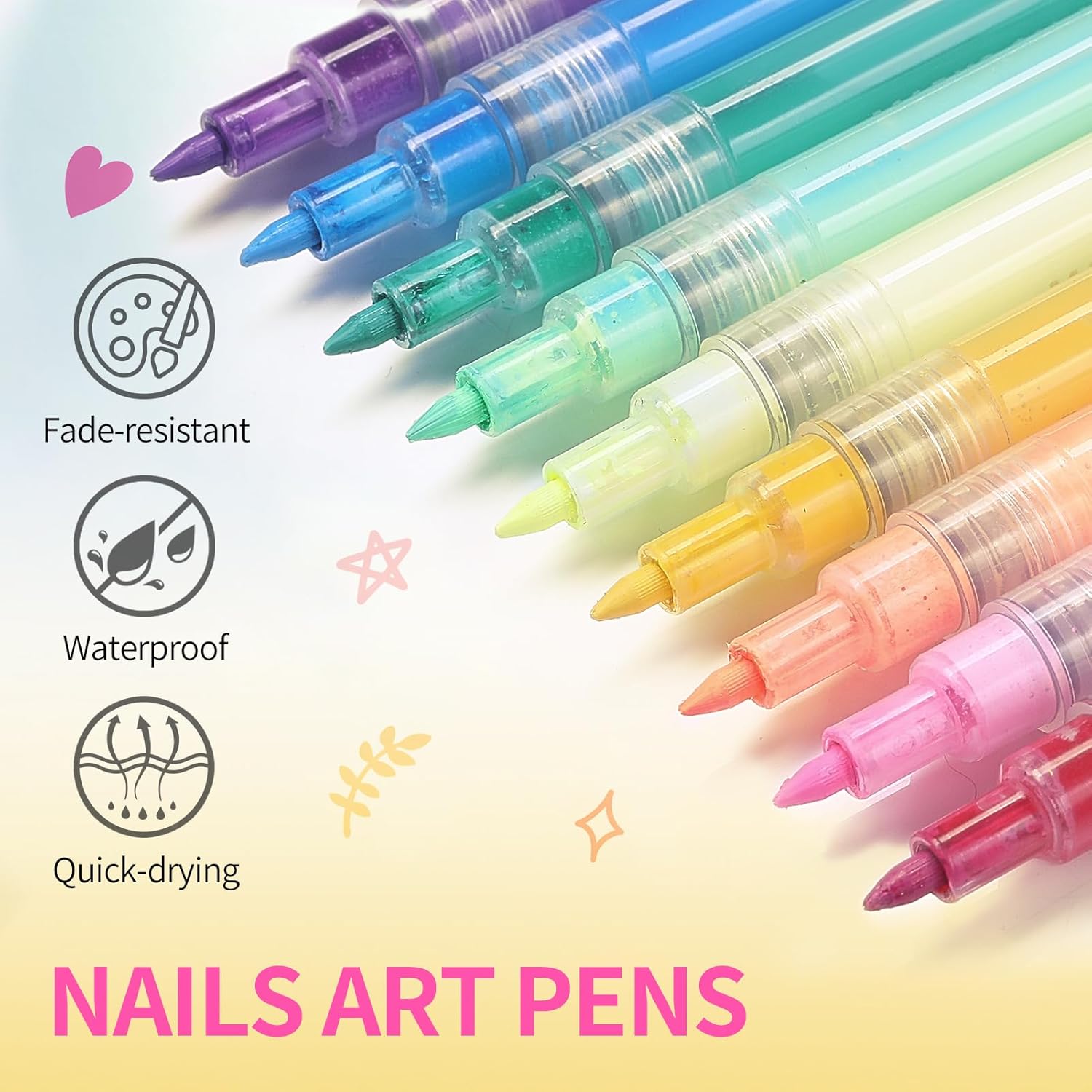 BORN PRETTY Nail Art Pens Set 12 Colors - Halloween Neon Colors 3D Nail Polish Acrylic Paint Pens Quick Dry Nail Markers for Halloween Nail Art Drawing Painting Dotting Liner Pen DIY Manicure Tools-Velvo Beauty