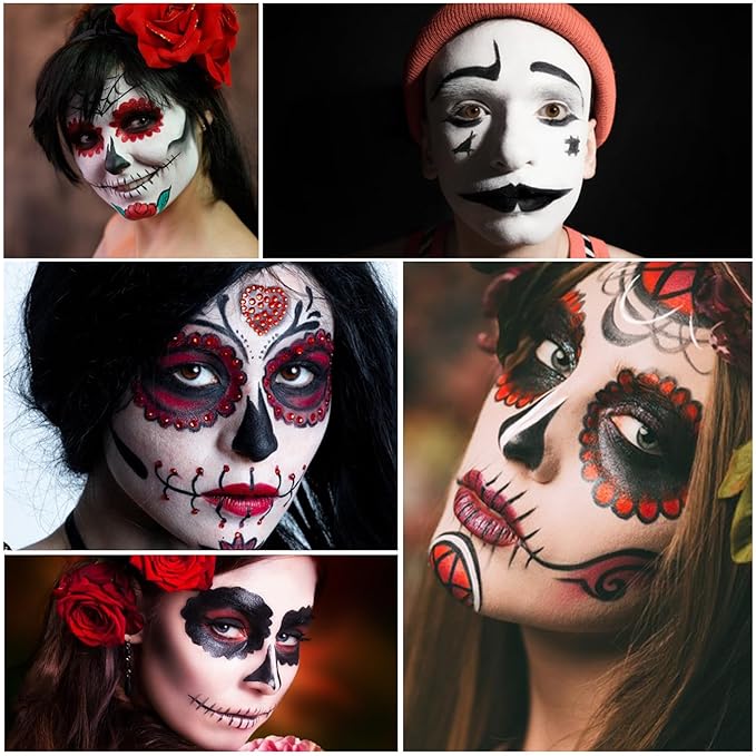 3 PCS Black White Red Face Body Paint Halloween Special Effects Makeup Kit Oil Based Cream Face Paint Kit for Cosplay Party Clown Zombie Stage Sfx Makeup-Velvo Beauty