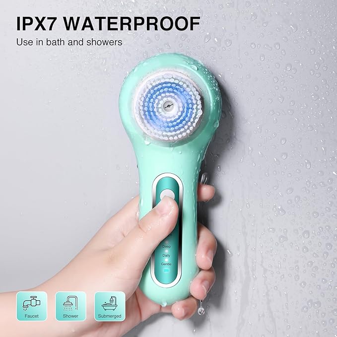Face Scrubber Exfoliator,Facial Cleansing Brush Rechargeable IPX7 Waterproof with 5 Brush Heads,Electric Face Spin Brush for Exfoliating, Massaging and Deep Cleansing-Velvo Beauty