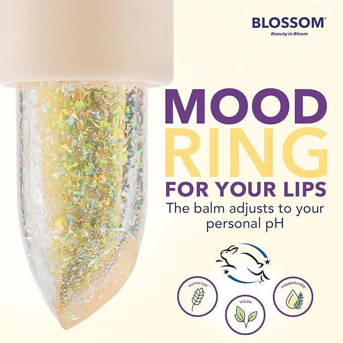 Blossom pH Adjusting Shimmering Lip Balm Moisturizing Glitter Sparkle Lip Balm, 0.12oz./3.5g, Diamond-Velvo Beauty