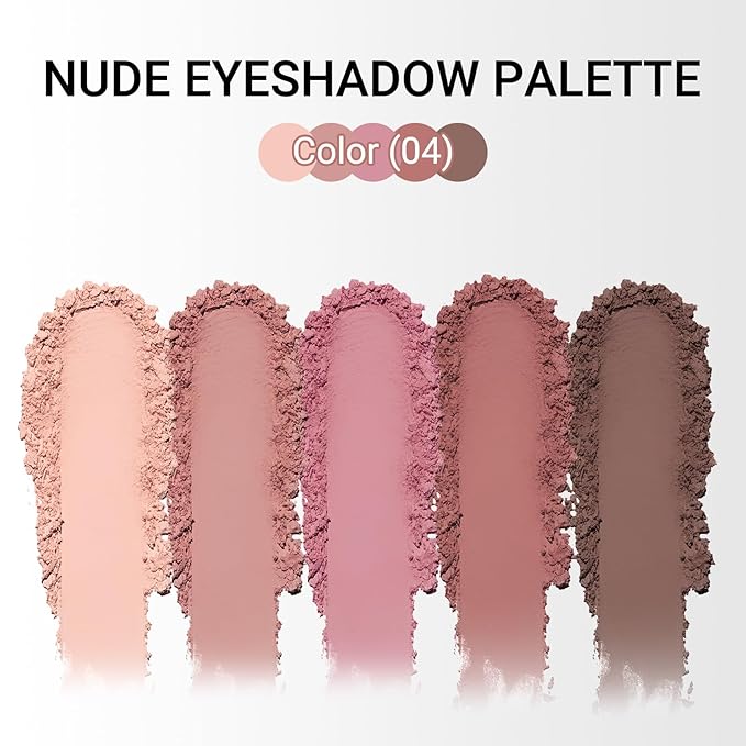 Erinde 5 Colors Matte Eyeshadow Palette Makeup, Natural Classic Nude Neutral Nude Brown Eye Shadow, Long Wearing Waterproof Everyday Eye Makeup for Brown Eyes, Romantic Peach Mauve Eyeshadow, 04-Velvo Beauty