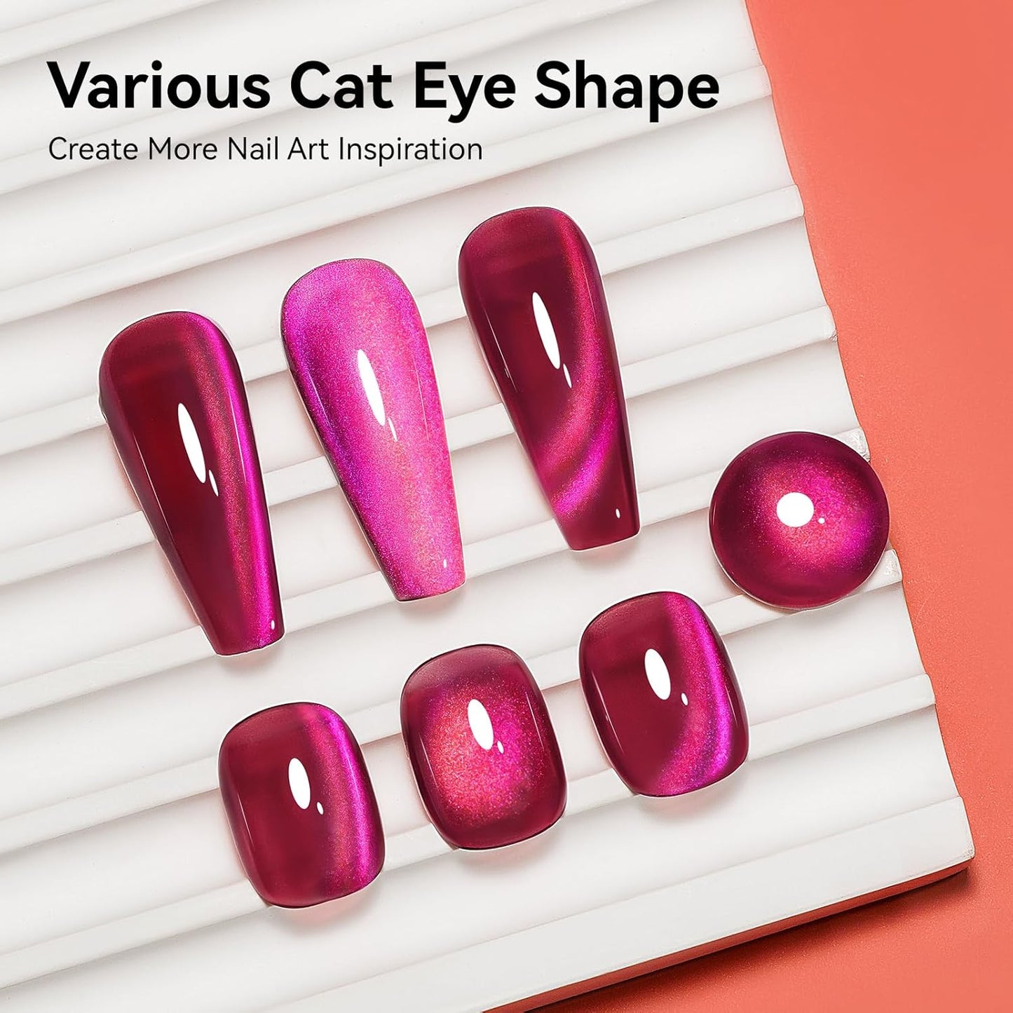 Cat Eye Gel Nail Polish, Magentic Nail Polish With Magnet Red Pink Double Magic Effect, Jelly Color Glitter Shimmer UV Gel Holographic For Salon DIY At Home-Velvo Beauty