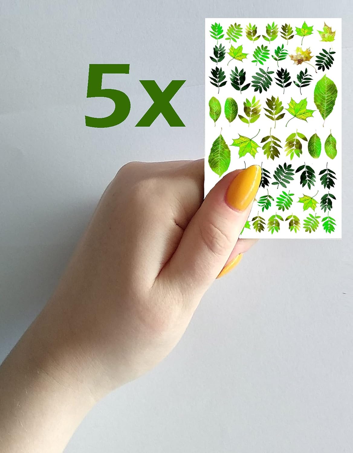 Nail Stickers Decal Transfers (5 Sheets) FLONZNAIL Summer Green Leaves Vintage Watercolor Illustration-Velvo Beauty