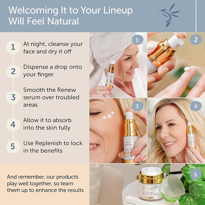 Renew Vegan Under Eye Serum for Dark Circles and Puffiness - Aging Skin Serum for Eye Bags, Fine Lines, Wrinkles, Crows Feet with Borage and Primrose - 0.5 Ounces-Velvo Beauty
