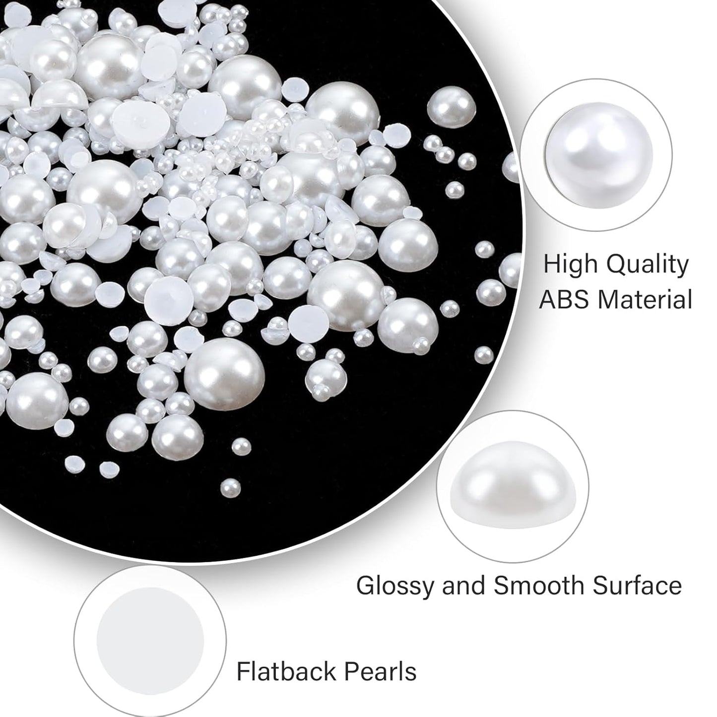 Canvalite Flatback Nail Pearls for Crafting, Multiple Sizes Half Pearls with 5Pcs B7000 Jewelry Glues & Picker Tools Bedazzling Bead for DIY Crafts Clothing Tumblers Shoes Decors Nail Art-Velvo Beauty