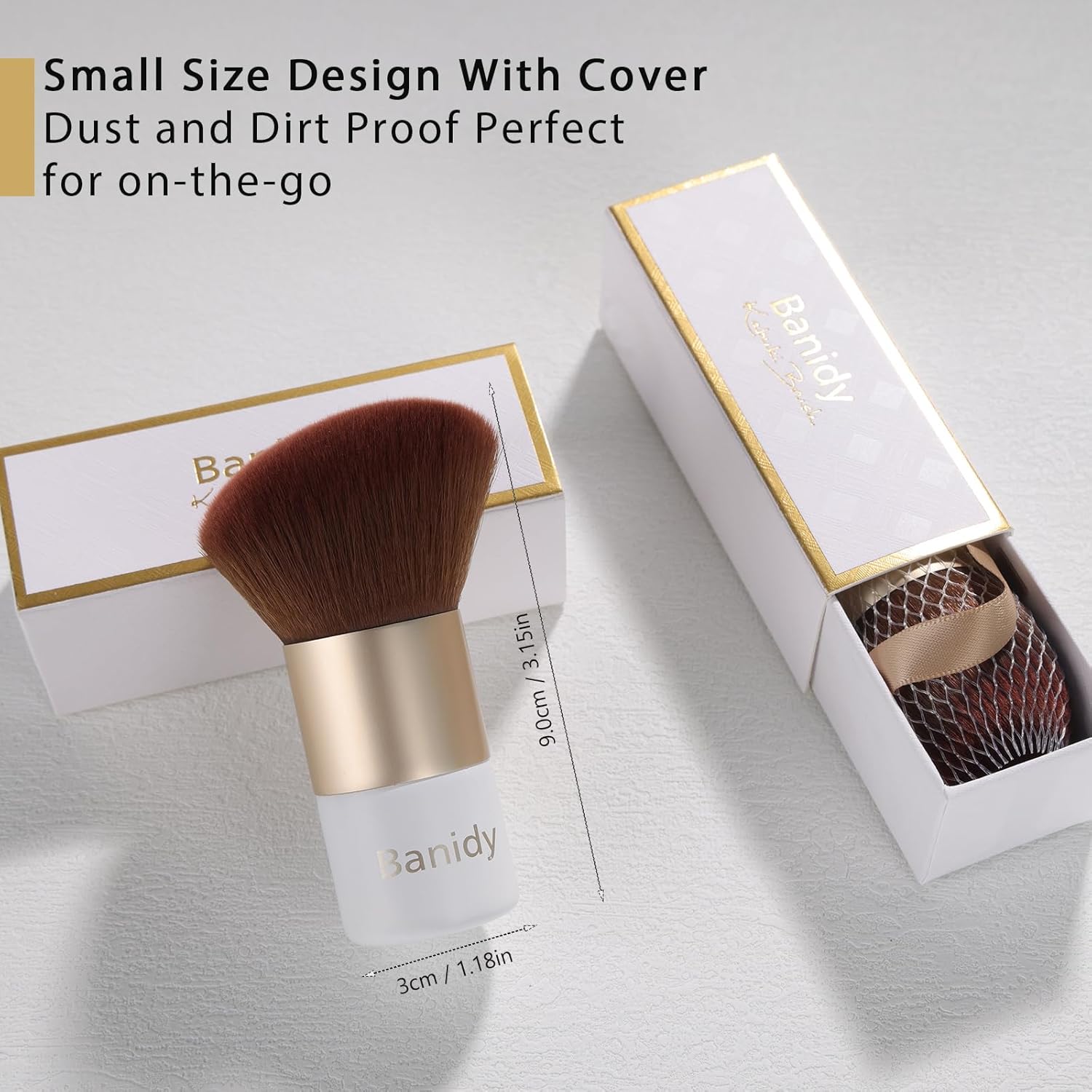 Kabuki Face Makeup Brush, Portable Travel Blush Brush Flawless for Foundation, Powder, Bronzer Buffing, Liquid, Cream, Cruelty Free-Velvo Beauty