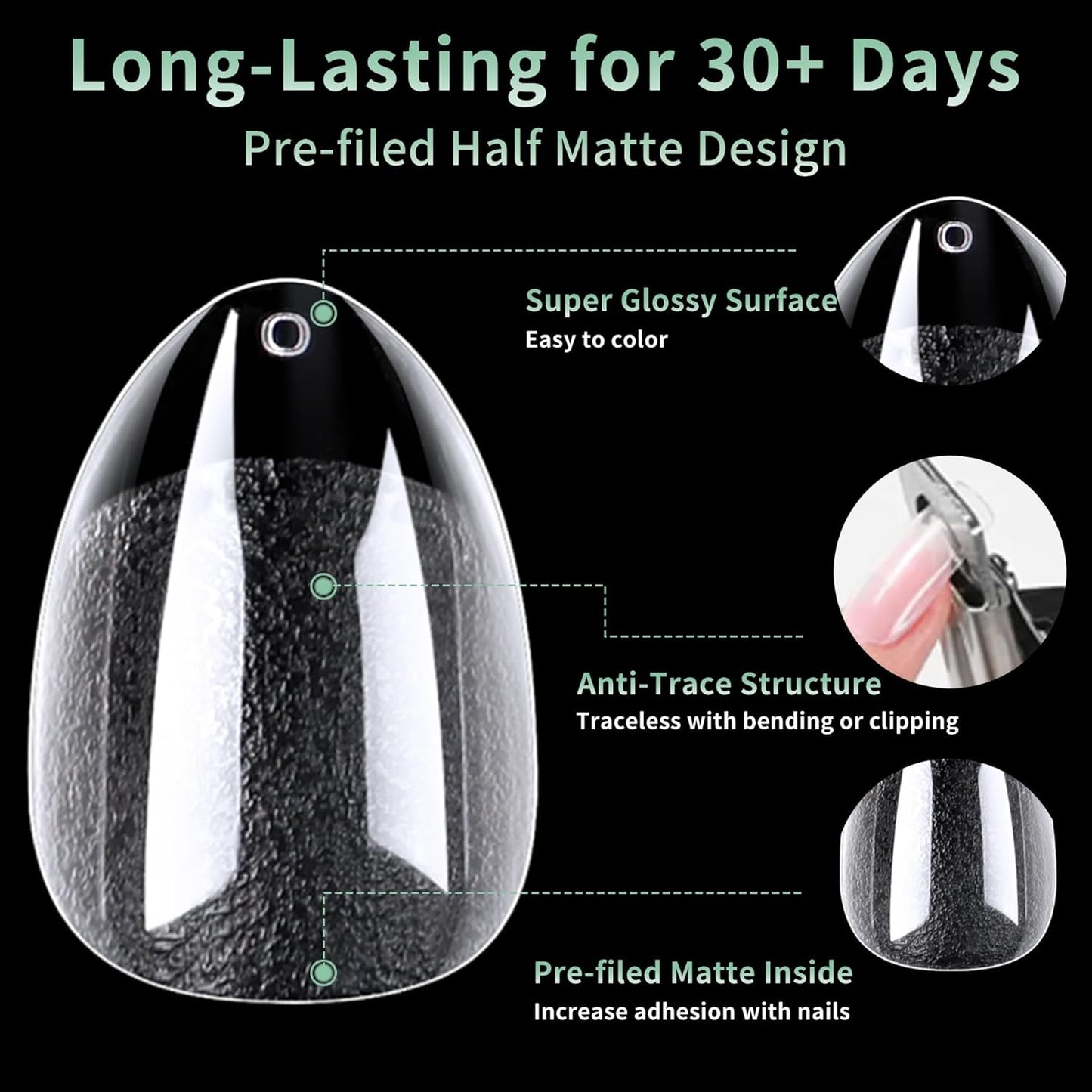 Short Round Oval Nail Tips, 216pcs Acrylic Soft Fake Nails Gel Nail Tips, Full Cover Pre-Shaped Matte Clear Press on Nails for Extension, Diy at Home Manicure 12 Sizes-Velvo Beauty