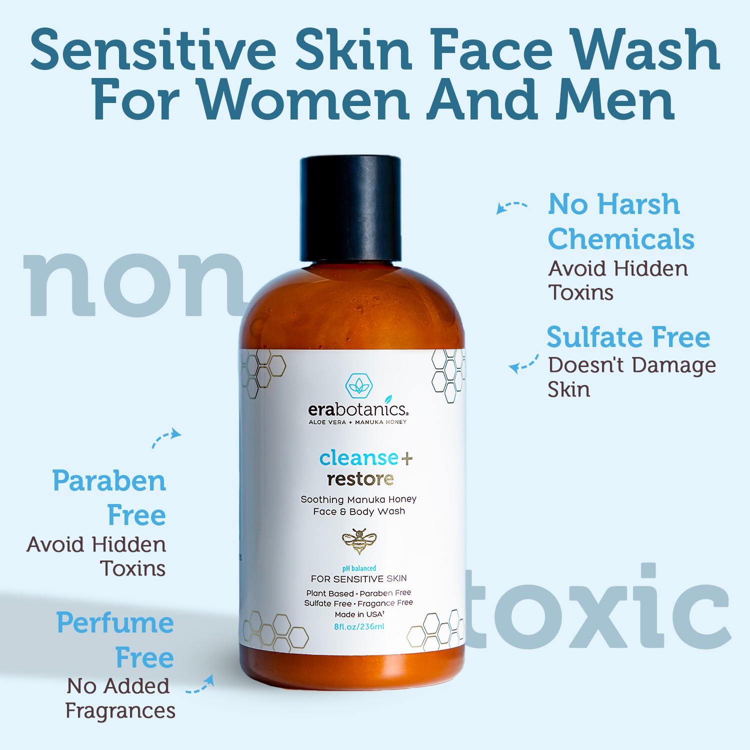 Manuka Honey Face Wash for Women and Men - Sulfate Free Moisturizing Cleanser with Organic Aloe Vera - Soothing Plus Gentle on Dry Skin Facial Cleanser Made in USA - 4oz-Velvo Beauty