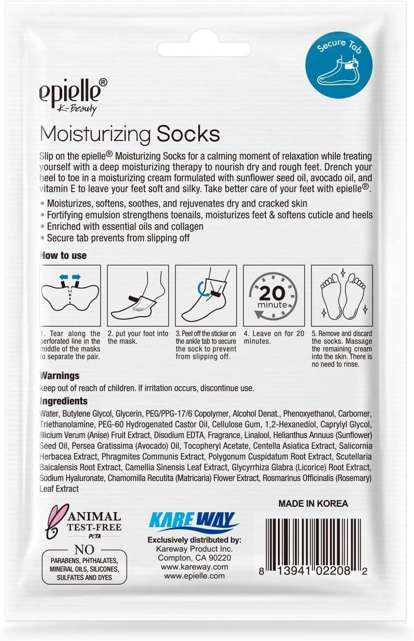 Epielle Hydrating & Moisturizing Hand & Foot Masks 12 Pairs, Relieve and Soften Dry Hands & Cracked Heels with Shea Butter & Sunflower Seed Oil, Korean Skin Care, Spa Set, Self Care Gifts for Women-Velvo Beauty