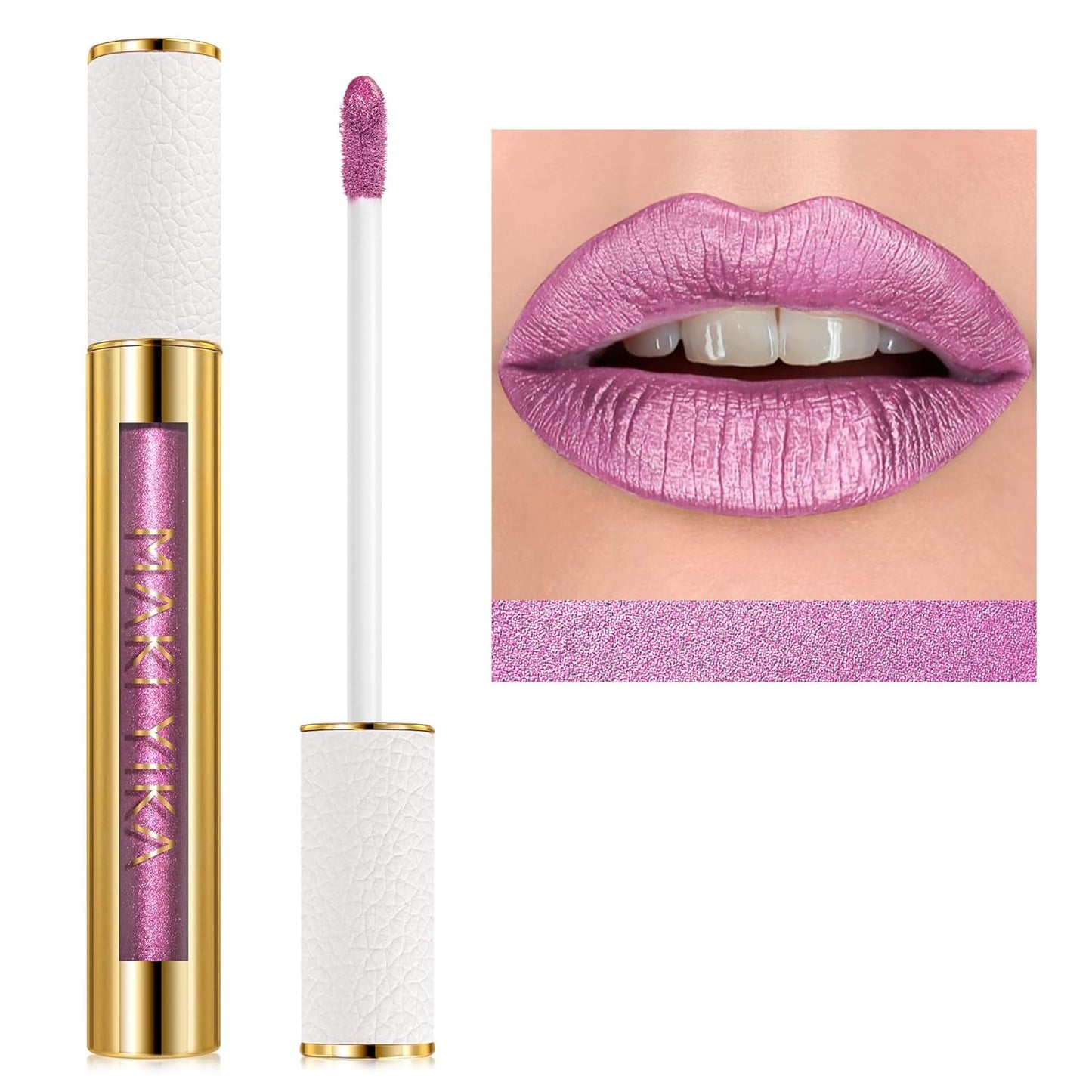 MAKI YIKA Pink Lipstick for Women Metallic Lipsticks Glitter Long Lasting Lipstick No Smudge No Transfer Liquid Lip Gloss (BR012 Paradise)-Velvo Beauty