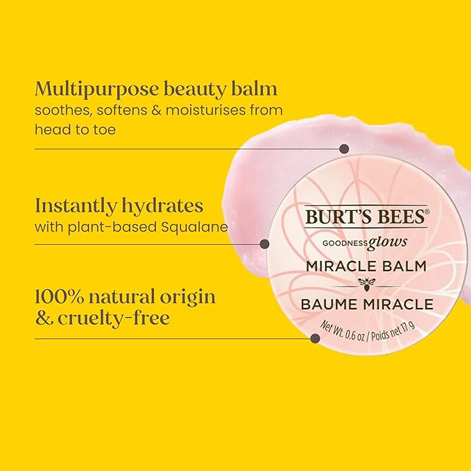 Burt's Bees 100% Natural Origin Goodness Glows Miracle Balm, Hydrates and Softens Dry Skin From Head To Toe, 0.6 Ounce Tin-Velvo Beauty