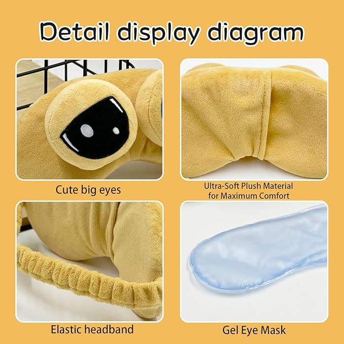 Cooling Eye Mask for Sleeping, Cute Alien Plush Sleep Eye Mask with Adjustable Strap and Built-in ice Pack for Kids & Adults, Cold Under Eye Mask for Travel, Meditation, Relaxation, and Sleep-Velvo Beauty