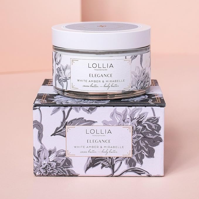 Lollia Elegance Body Butter, 5.5 oz. – White Amber & Mirabelle - Shea Butter & Cocoa Butter, Body Lotion for Women, Hydrating & Smooth Body Moisturizer-Velvo Beauty