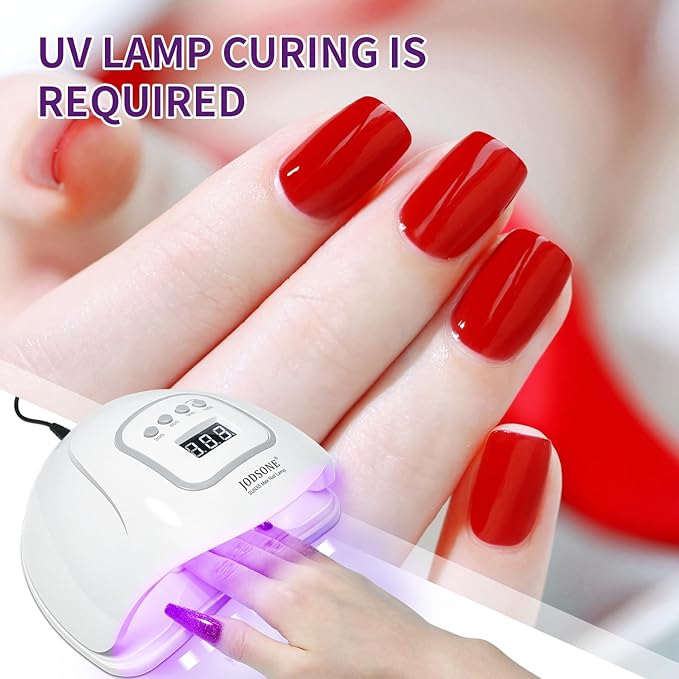 JODSONE 10ml Gel Nail Polish Set 6Colors Black White Red Deep Blue Dark Green Deep Purple All Seasons Neutral Soak Need U V/LED Lamp Curing-Velvo Beauty