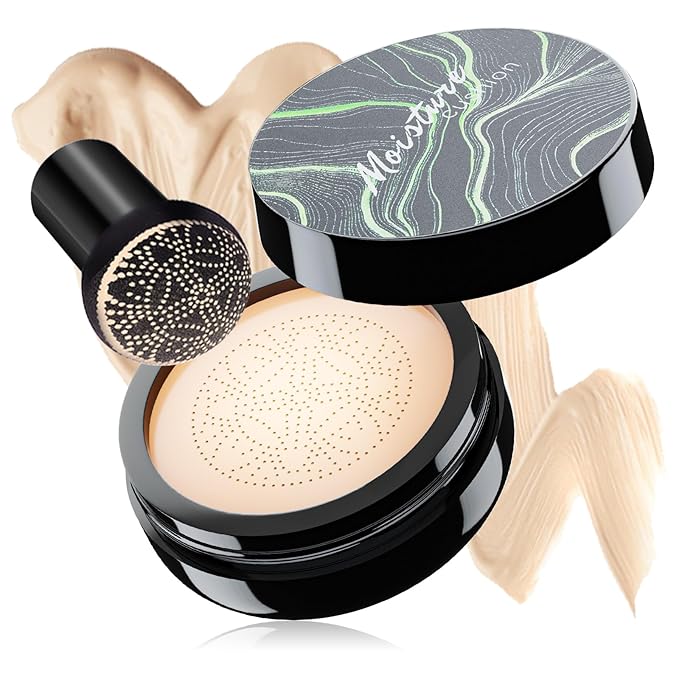 Mushroom Head Air Cushion CC Cream - Oil Control & Moisturizing Concealer Makeup Base, Brighten Long - Lasting Even Color Correcting Concealer Full Coverage for All Skin Types (Ivory)-Velvo Beauty