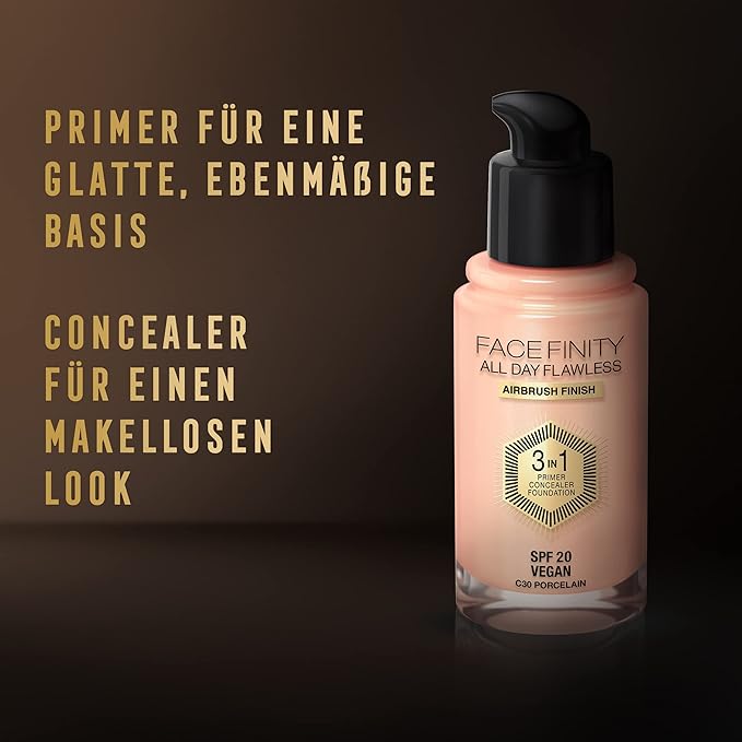 Max Factor Facefinity All Day Flawless 3 In 1 Foundation SPF 20, No. 30 Porcelain-Velvo Beauty