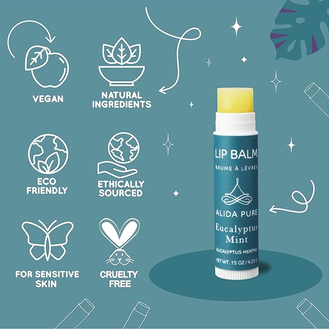 Eucalyptus Mint Lip Balm Collection, Vegan Lip Balm Set, Beeswax Free, with Avocado Oil, Organic Jojoba Oil, and Vitamin E, Natural Moisturizer for Dry, Chapped Lips, 3 Tube Set-Velvo Beauty