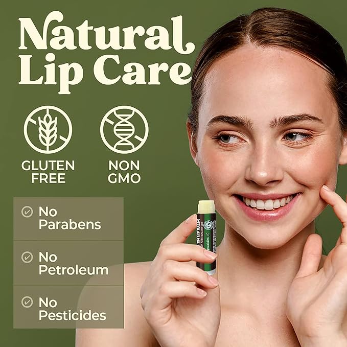 SPF Lip Balm 4-Pack by Earth's Daughter - Lip Sunscreen, SPF 15, Organic Ingredients, Eucalyptus Mint Flavor, Beeswax, Coconut Oil, Vitamin E - Hypoallergenic, Paraben Free, Gluten Free-Velvo Beauty