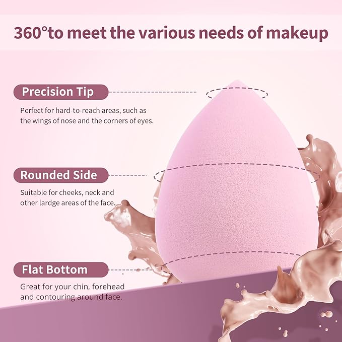 BEAKEY 5 Pcs Makeup Sponge Set, Latex-Free Makeup Sponges for Foundation, Multi-colored Boun Boun Sponges, Flawless for Liquid, Cream, and Powder-Velvo Beauty