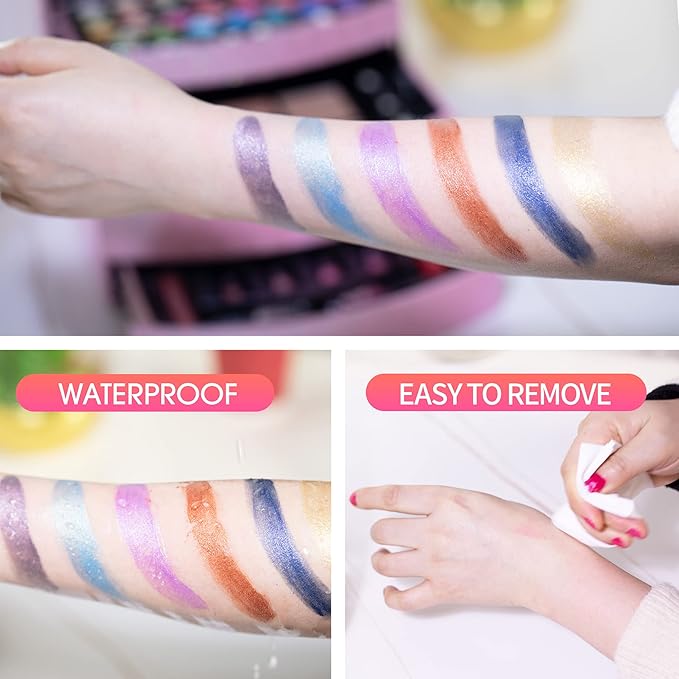 Hot Sugar Girls Makeup Kit for Birthday Gift, All in One Beginner Makeup Kit for Women Full Kit, Christmas Makeup Set for Teens 10 12 13 16 Includes Real Cosmetics and Makeup Tools (BLUE)-Velvo Beauty