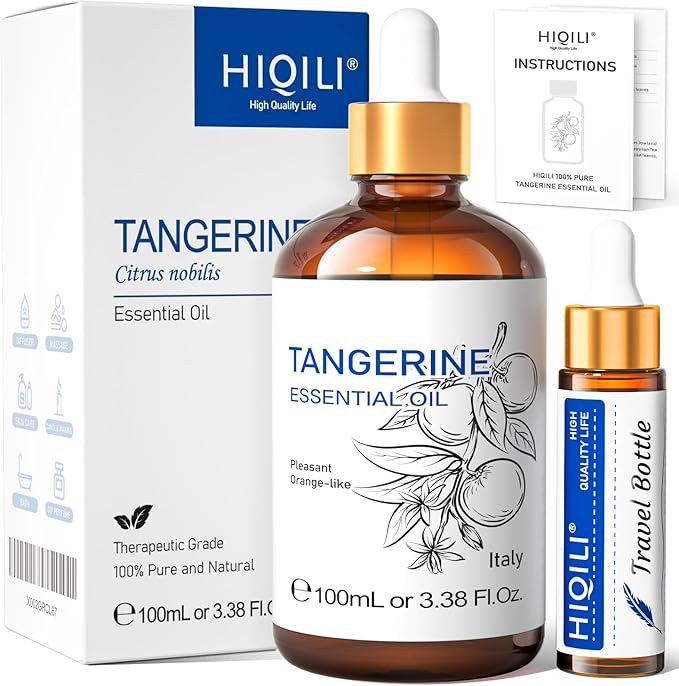 HIQILI 100ML Tangerine Essential Oil, Skin Care, Hair Care, Air Purification, Can be Added to Body Lotion, Shampoos, Diffusers Use - 3.38 Fl Oz-Velvo Beauty