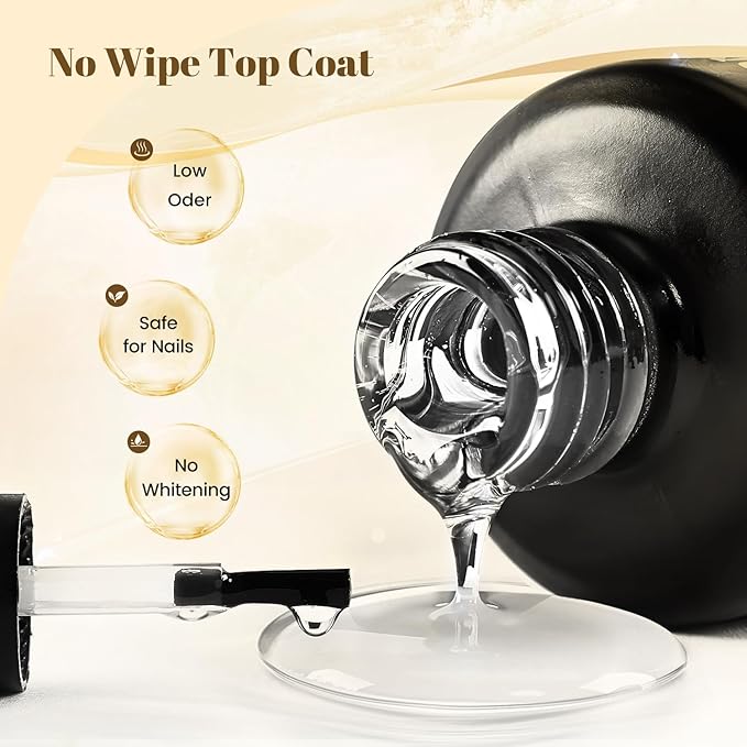 JODSONE 2 Bottles 15ml of Top Coat Gel Polish No Wipe Help Bright Manicure Need Lamp Cured-Velvo Beauty