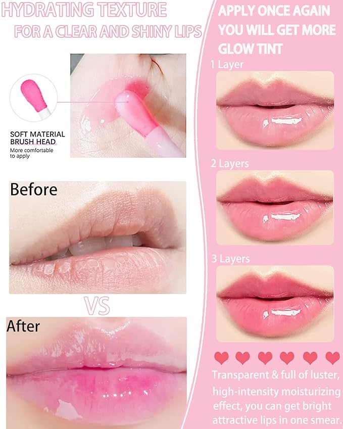 Hydrating Plumping Lip Glow Oil,Shine Tinted Lip Gloss,Glow Reviver Lip Oil,Long Lasting Moisturizing Clear Lip Plumper Oil Tint for Lip Care Dry Lips,Women's Day Makeup Gift ( (#007 Raspberry Red)-Velvo Beauty