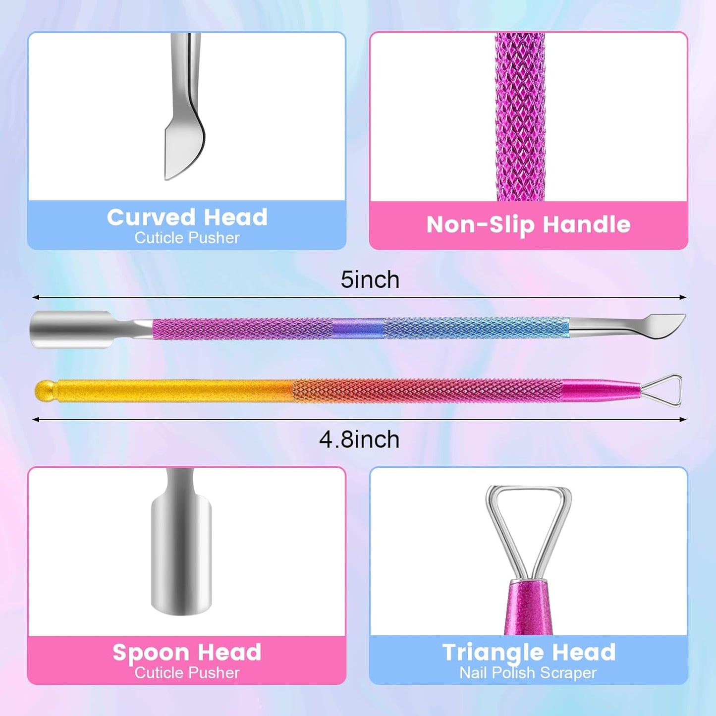 Gel Nail Polish Remover, Professional Gel Polish Remover for Nails Non-Irritating Easily & Quickly Remove Nail Polish, Gel Remover Tools Kit Nail File Cuticle Pusher Nail File Grit-Velvo Beauty