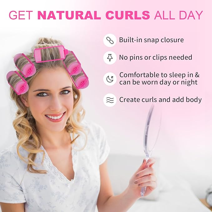 36 Pieces Foam Sponge Hair Rollers - Soft Sleeping Flexible Styling Curlers for Hair Styling (Pink)-Velvo Beauty