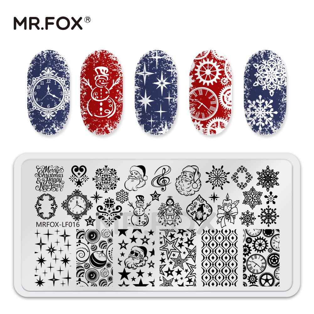 Christmas Nail Stamping Plate Set Winter Snowflake Xmas Snowman Christmas Tree Santa Claus, 5Pcs Nail Art Stamp Kit Templates-Velvo Beauty