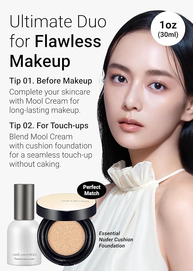 JUNG SAEM MOOL Essential Mool Cream 1 Fl Oz, Lightweight Watery Face Cream with Ceramide and Panthenol for Deep Hydration and Radiant Skin, Skin Barrier Support, Korean Foundation Makeup Prep-Velvo Beauty