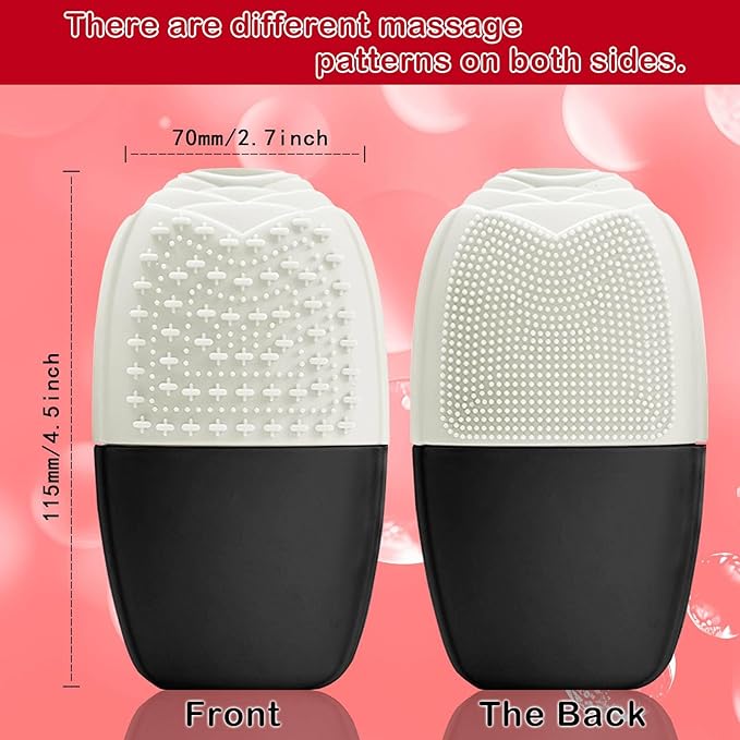 XHJRI Ice Face Roller Massager,Ice Cube Roller for Face, Eyes and Neck Naturally Conditioning and Skin Care,De-Puff Eye Bags,Reduce Migraine Pain,Reusable Massage Silicone Ice Mold (New Black White)-Velvo Beauty